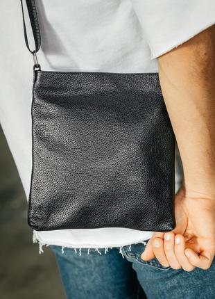 Мужская барсетка, черная сумка через плечо из натуральной кожи, классический мессенджер2 фото