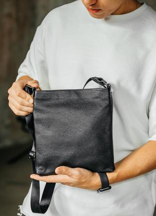 Мужская барсетка, черная сумка через плечо из натуральной кожи, классический мессенджер5 фото