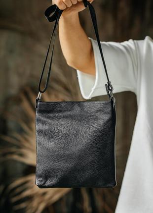 Мужская барсетка, черная сумка через плечо из натуральной кожи, классический мессенджер6 фото