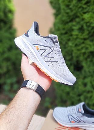 New balance 860 серые с оранжевым женские кроссовки кеды Бурный баланс весенние летние демисезонные демисезон низкие текстильные сетка легкие топ качество3 фото