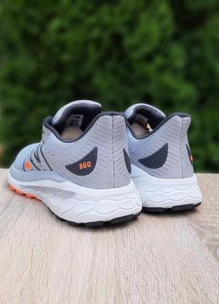 New balance 860 серые с оранжевым женские кроссовки кеды Бурный баланс весенние летние демисезонные демисезон низкие текстильные сетка легкие топ качество5 фото