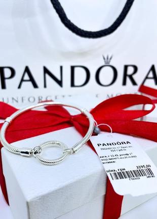 Срібний браслет браслети пандора pandora 592242c00 із застібкою о коло карабін логотип снейк срібло проба s925 ale нове з биркою і пломбою