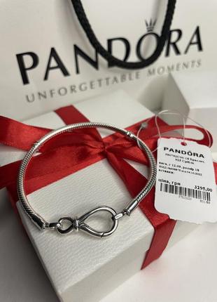 Срібний браслет браслети пандора pandora 590792c00 вузол нескінченності карабін нескінченність снейк срібло проба s925 ale новий з биркою і пломбою