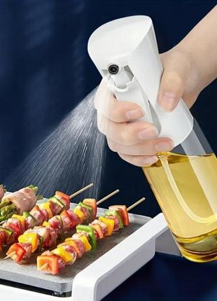 Бутылка для масла 200 мл с распылителем для оливкового масла, соевого соуса, вина, уксуса белый