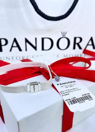 Серебряный браслет браслеты пандора pandora 597712 reflexions логотип плоский широкий серебро проба s925 ale новое с биркой и пломбой