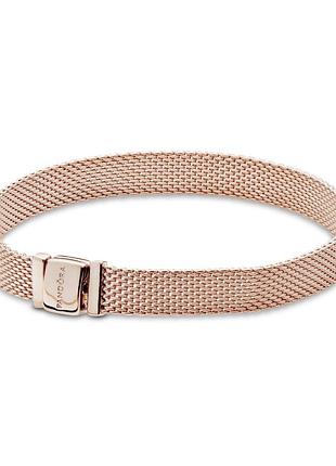 Серебряный браслет браслеты пандора pandora 587712 reflexions логотип плоский серебро розовое золото проба ale met новое с биркой и пломбой