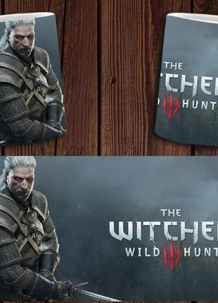 Чашка белая керамическая с принтом "відьмак" witcher  abc