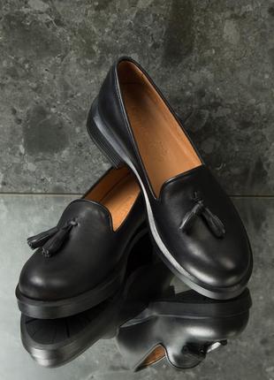 Жіночі туфлі 16888 чорні шкіра10 фото