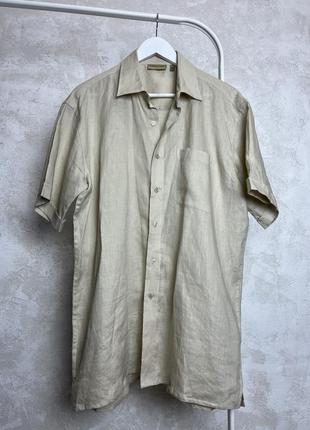 Лляна сорочка з коротким рукавом roberto carlo розмір l цупкий льон оверсайз