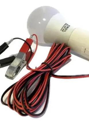 Набор лампочка с крабиками от аккумулятора 12v 10w e27 цоколь smarmax sm-2103 фонарь-переноска от аккумулятора