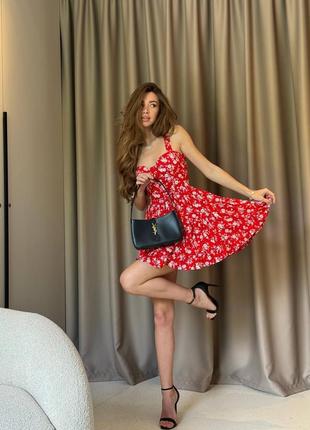 Платье штапель красная короткая