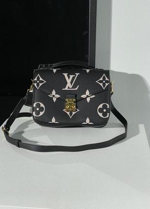 Сумка louis vuitton pochette métis black & beige monogram empreinte giant4 фото