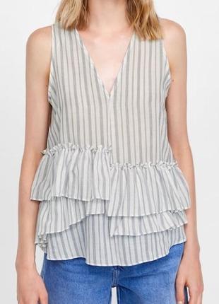 Легкая блуза топ с воланами zara p. l