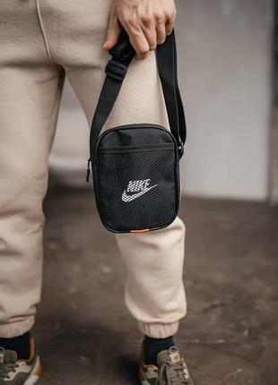 Барстека nike сетка, мужская сумка через плечо, текстильная барсетка на три отделения, брендовая сумка5 фото