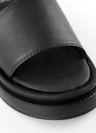 Сандалии женские классические кожаные на толстой подошве черные 36 37 38 39 404 фото