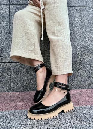 Черные лакированные женские туфли классические лакированные туфли