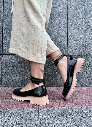 Черные лакированные женские туфли классические лакированные туфли