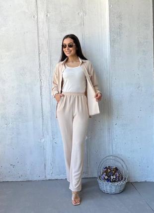 Брючный костюм женский летний на лето деловой базовый легкий нарядный ...