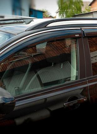 Ветровики с хромированным молдингом (4 шт, niken) для nissan qashqai 2010-2014 гг