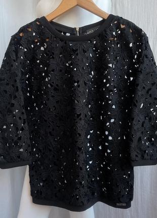 Кружевной джемпер в цветок черный goldout mohito ( cos, zara, h&m )