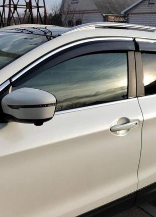 Ветровики с хромированным молдингом (4 шт., sunplex chrome) для nissan qashqai 2014-2021 гг