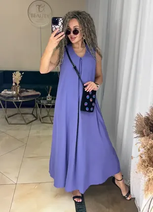 Плаття вільного крою без рукавів завдовжки максі креп жатка різні кольори