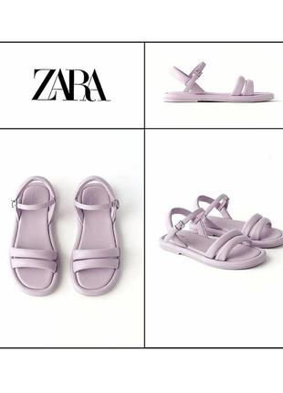 Супер удобные мягкие монохромные босоножки из экокожи zara лиловые фиолетовый сиреневые женские детские кожаные летние легкие сандалии для девочки