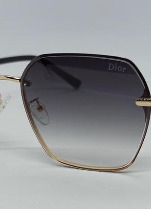 Очки в стиле christian dior женские солнцезащитные серый градиент в золотом металле
