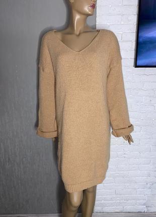 Теплое платье оверсайз вязаное платье с приспущенными рукавами xl1 фото