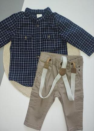 Комплект,костюм на хлопчика 4-6 місяців (68 см), сорочка та штани з підтяжками.