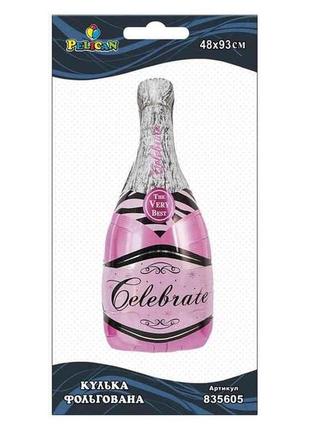 Кулька фольгована рожева пляшка шампанського 104см 835605 тм pelican