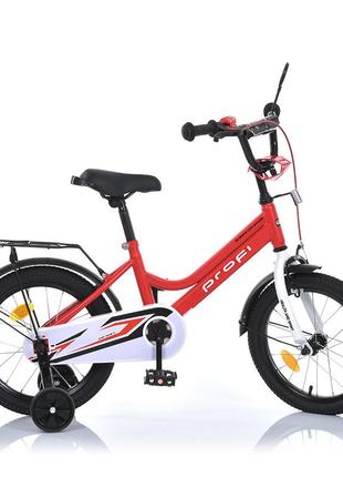 Велосипед дитячий prof1 18д. mb 18031-1 neo, skd75, дзвінок,ліхтар,багажник,дод.колеса,червоно-білий1 фото