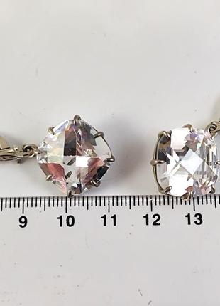 Новые красивейшие серебряные серьги 875 пробы. крупный камень - циркон5 фото