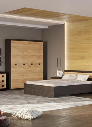 Спальня соната еверест комплект 8 (модульна - 8 елементів) венге темний + дуб крафт золотий (dtm-2622)
