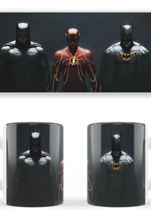 Чашка белая керамическая  dc comics batman and flash (дс комикс бэтмен и флэш)  aurora