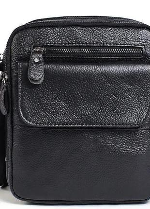 Сумка чоловіча зерниста vintage 14704 чорна стильна сумка для чоловіків