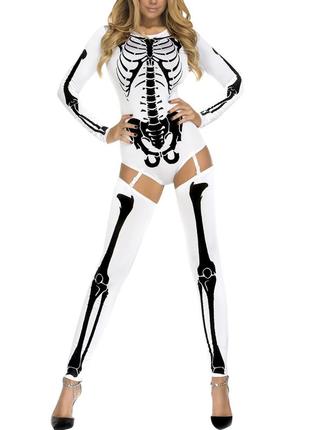 Костюм скелет женский aurora хэллоуин halloween белый