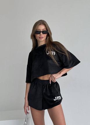 Жіночий велюровий костюм із шортами кольори