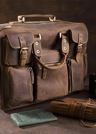 Сумка мужская многофункциональная vintage 14881 коричневая стильная сумка для мужчин