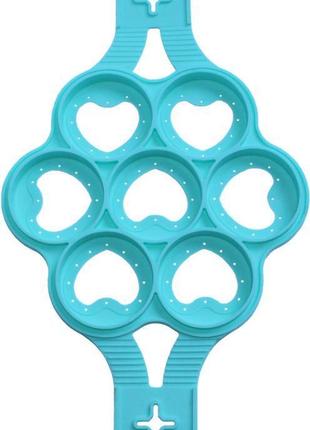 Форма-трафарет сердце для жарки оладий и яичницы ø23.5см силиконовая, 7 ячеек кухонная силиконовая формочка