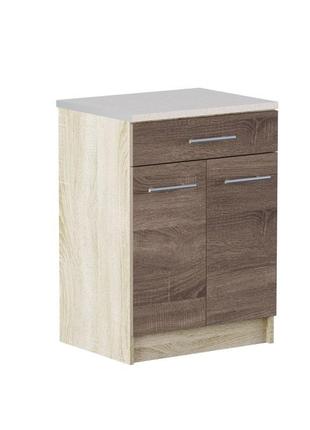 Кухонный модуль нижний с шухлядой эверест эко 600 дуб сонома+трюфель (со столешницей) 60х46х82 см (dtm-2901)