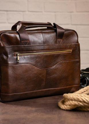 Сумка мужская под ноутбук vintage 14669 коричневая стильная сумка для мужчин