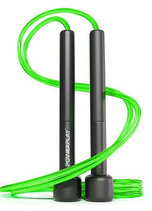 Скакалка powerplay 4201 basic jump rope зеленая (2,8m.) скакалка для фитнеса