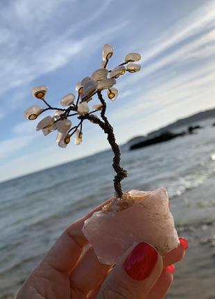 Дерево, бонсай из розового кварца и жемчуга ′эдем′3 фото