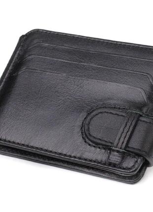 Класичний надійний затискач для грошей із натуральної гладкої шкіри canpellini 21939 чорний гаманець для
