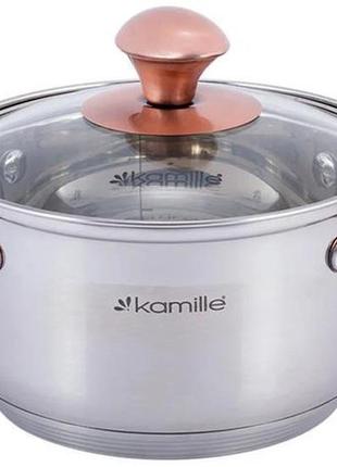 Каструля kamille catalin 5 л із неіржавкої сталі з мірною шкалою кухонна каструля з кришкою