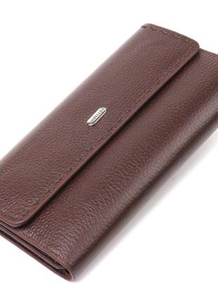 Місткий жіночий гаманець із натуральної шкіри canpellini 21660 коричневий стильний гаманець для