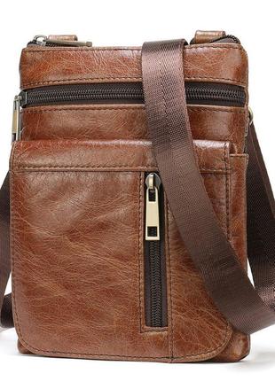 Барсетка чоловіча з натуральної шкіри 14989 vintage коричнева стильна сумка для чоловіків