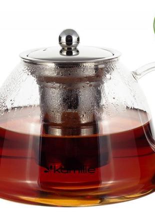Чайник стеклянный заварочный kamille 1500мл со съемным ситечком (0784l) заварник чайник для заваривания чая