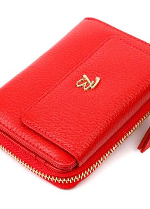 Яскравий жіночий гаманець із місткою монетницею на блискавці з натуральної шкіри tony bellucci 22013 червоний